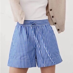 Banana Republic Factory Seersucker Striped Blue White Drawstring Shorts XS